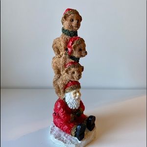 Ceramic Santa figurine with holiday bears
